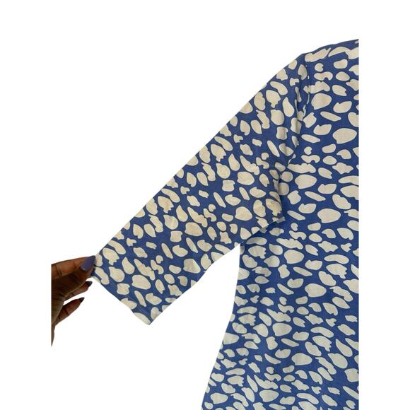 Hiho International Blue White Casual Everyday 3/4 Sleeve Tunic Top Size Small - Picture 7 of 12